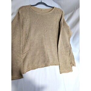 Kate & Sam Women's Beige Cable Knit Crew Neck Long Sleeve Pocket Sweater M